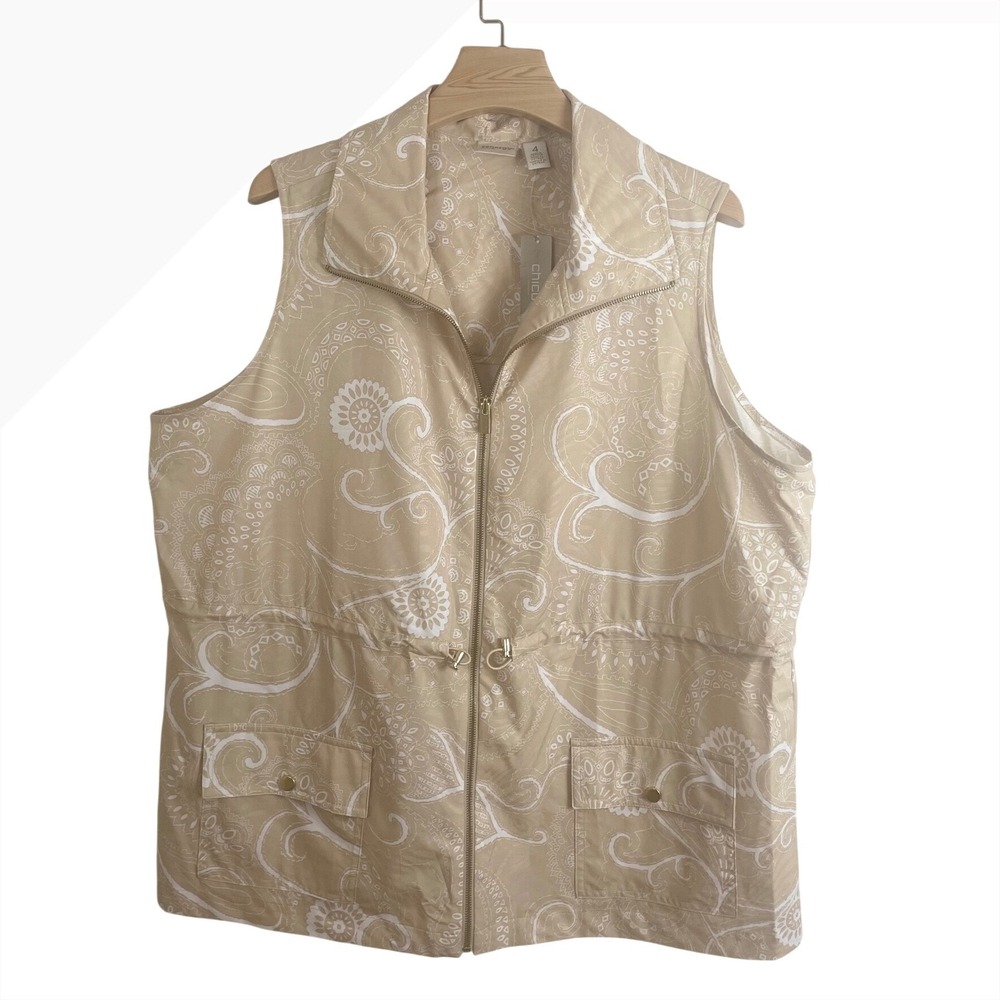 Chicos Zenergy Neema Desert Dream Print Vest Canella Tan Paisley Size 4 XL XXL